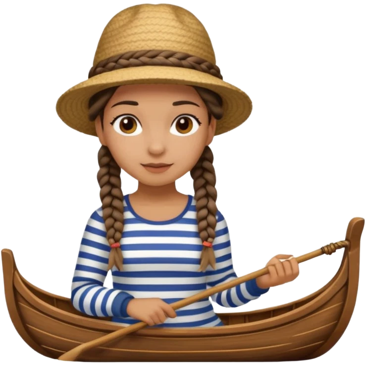 venice gondolier girl with braids, hat top flat emoji