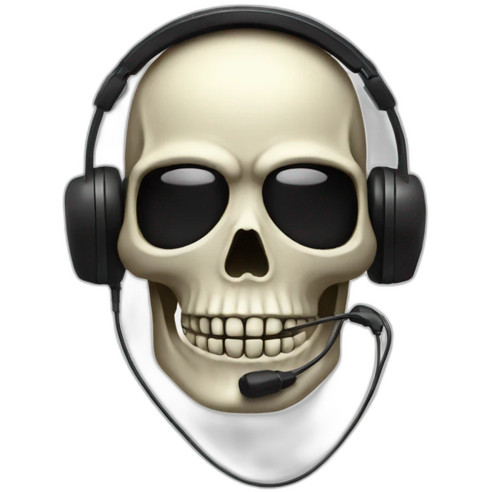 Military Skeleton mask with a long black mask underneath it and headset with a microphone emoji