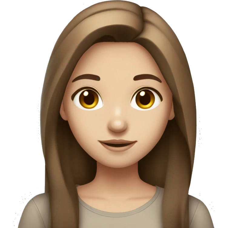 Girl white skin straight brown hair brown eyes cream shirt emoji