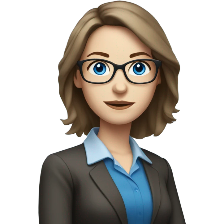 Shoulder length brown hair pale beautiful corporate woman with glasses and blue eyes emoji