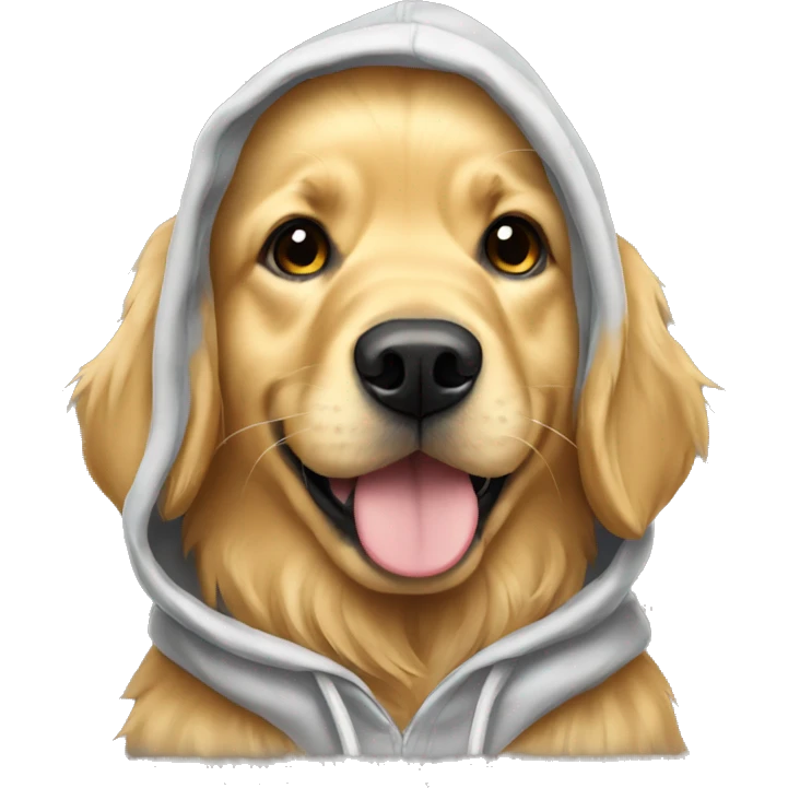 Golden retriever wearing a hoodie emoji