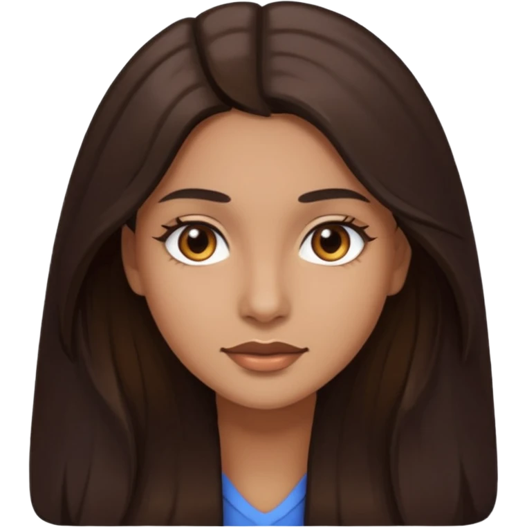 emoji of a woman with long dark brown hair, dark brown eyes, and light brown skin emoji