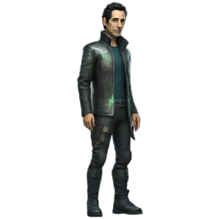 Ben Chaplin iridescent cyberpunk outfit full body emoji