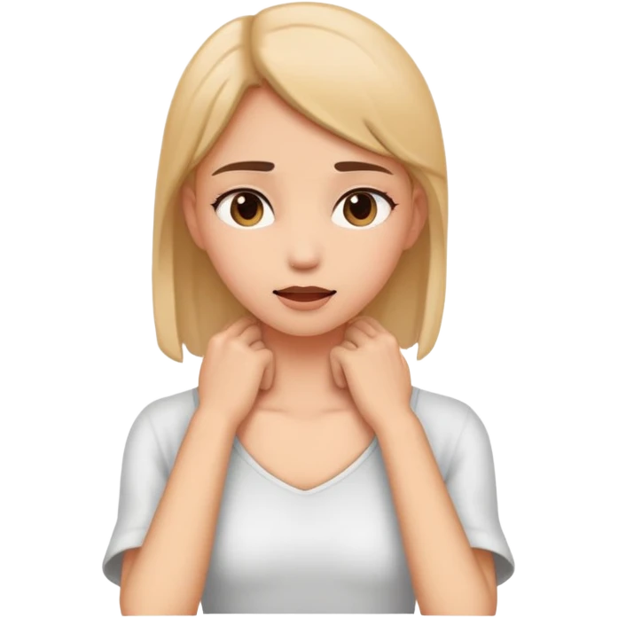 Girl holding neck emoji