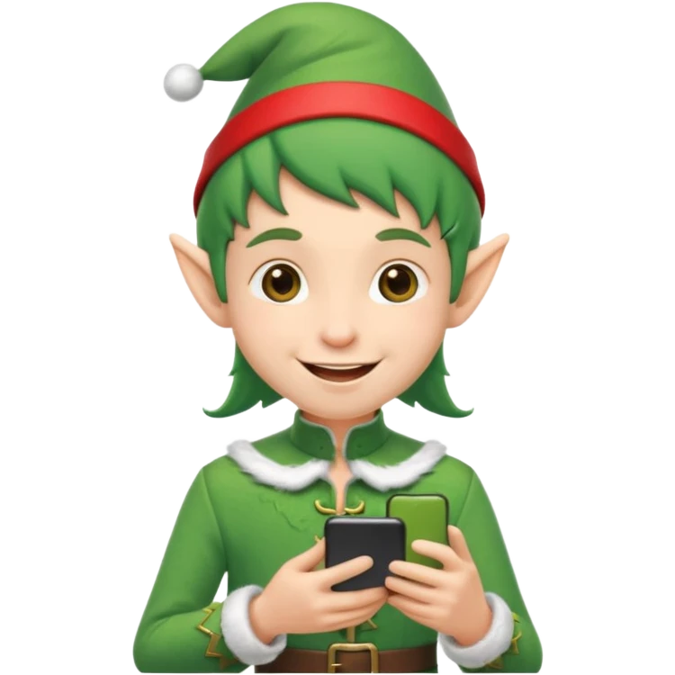 christmas mini elf talking on the phone emoji