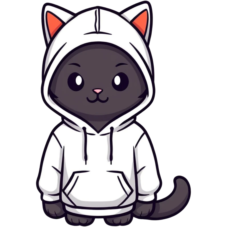 Black cat with hoodi emoji