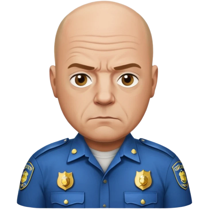 Hank Schrader from Breaking Bad, bald, serious expression, police shirt emoji