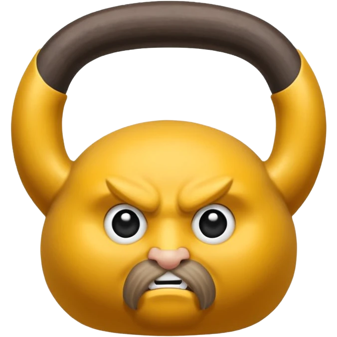 Kettlebell con la cara de una vikinga con dos trenzas rubias y cara de venganza emoji
