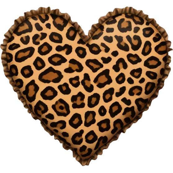 Leopard print heart with ruffles emoji