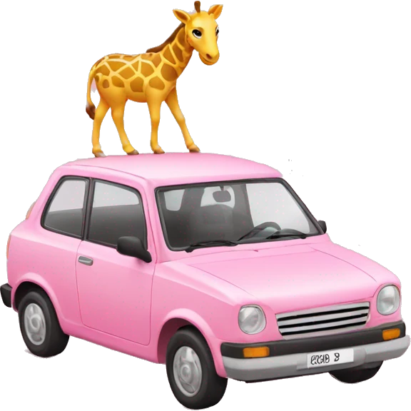 Coche rosa con una jirafa rosa  emoji