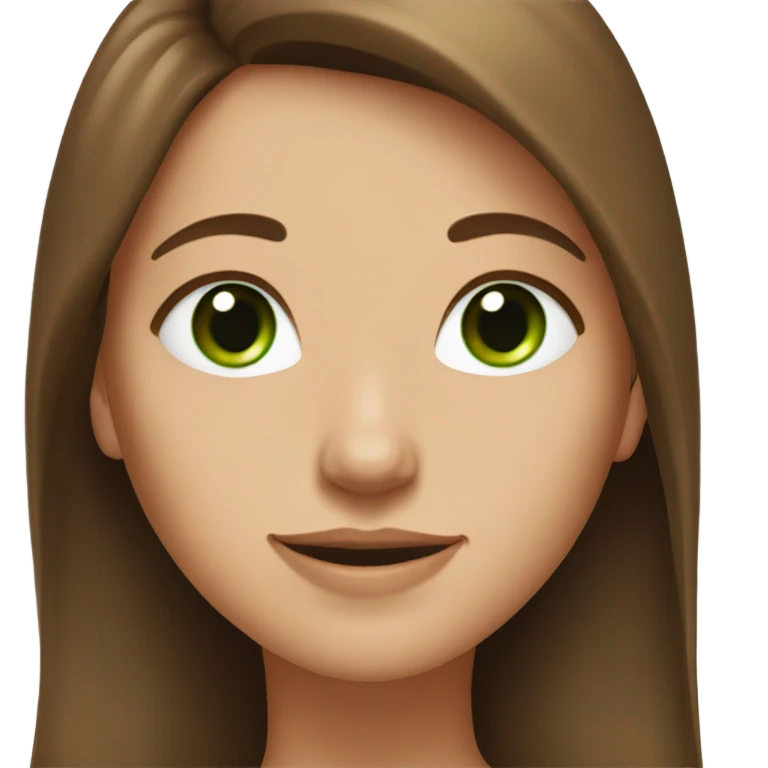 Tall girl with Brown long Hair and green eyes emoji