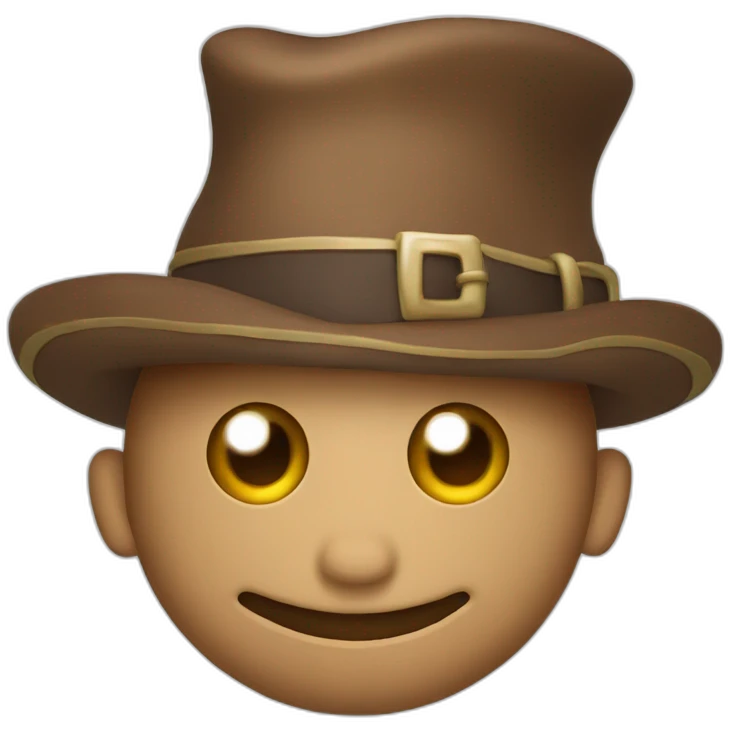 Brown Magic hat with mouth and eyes emoji