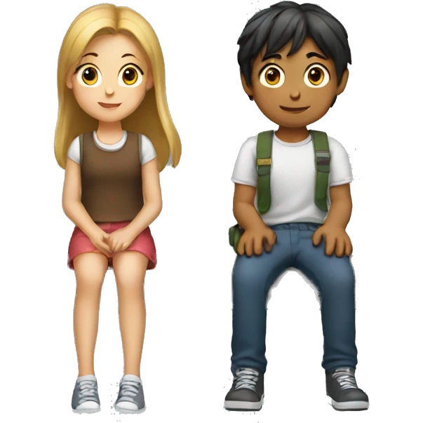 A girl and a boy sitting in opposite direction  emoji
