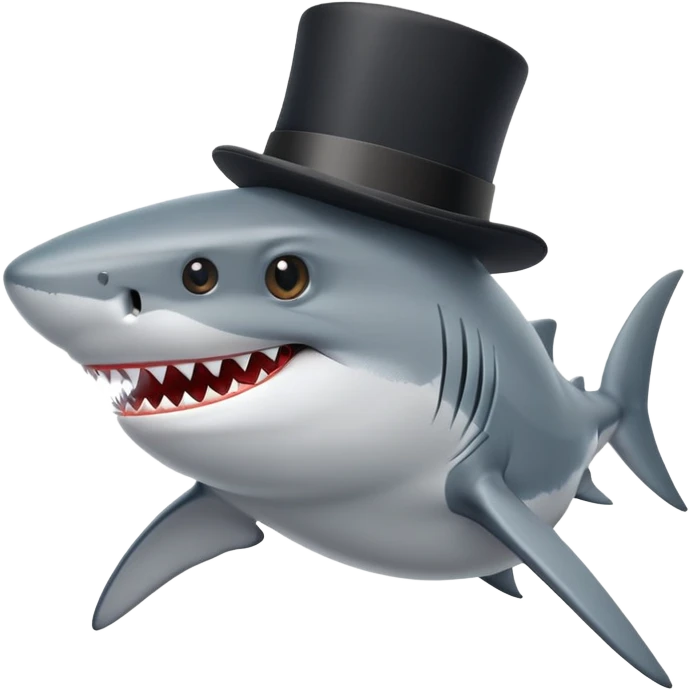 shark wearing a top hat emoji