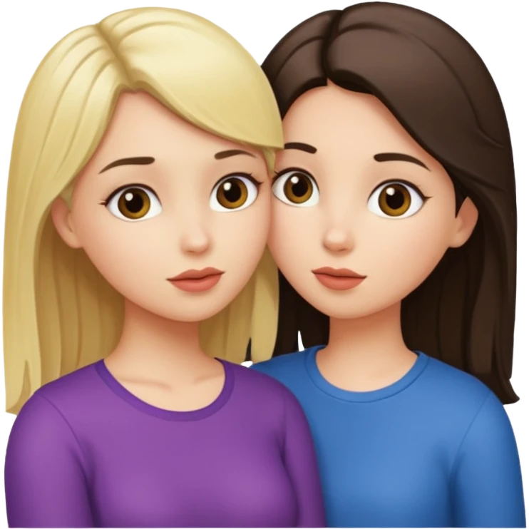 a blonde girl in her bra and a brunette in her bra and they're both making out emoji