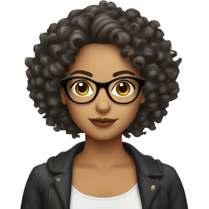 Latina girl curly hair  glasses emoji
