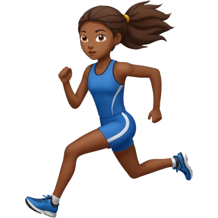 Black girl running track long brown hair  emoji