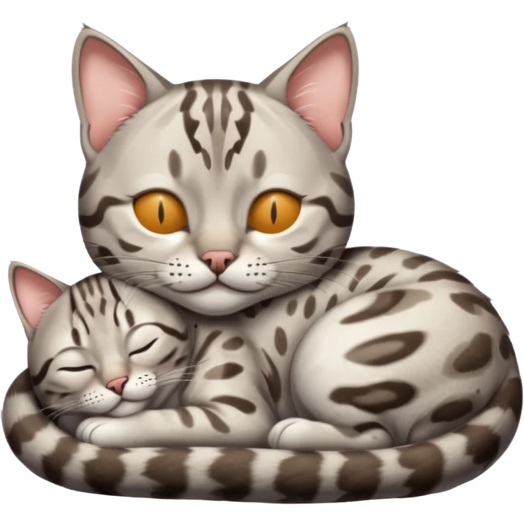 Silver bengal cat sleeping emoji