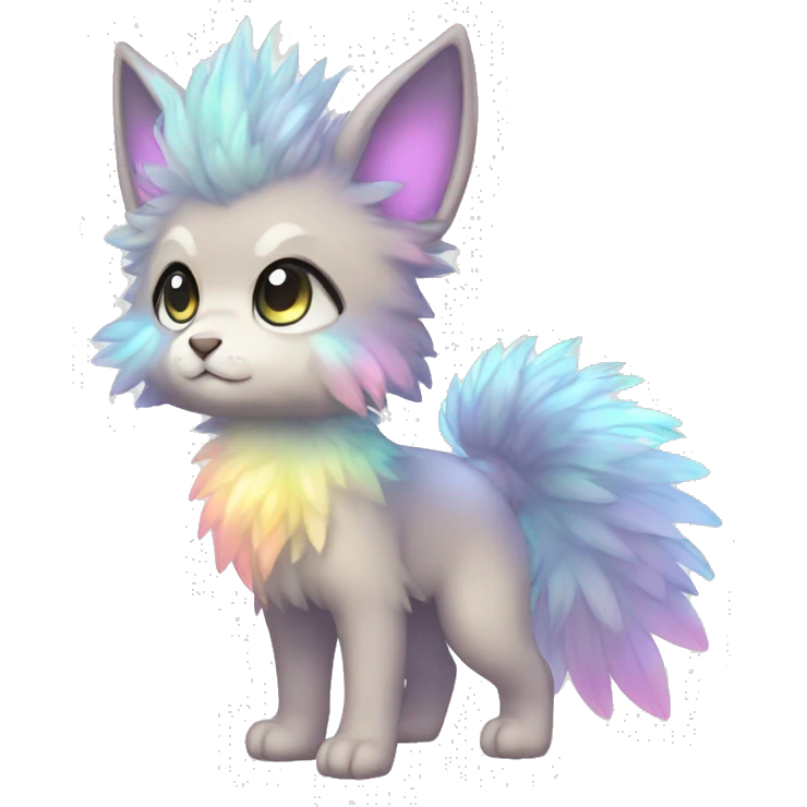 Shiny Chibi Sparkly Colorful Pastel Fluffy beautiful fantasy Kawaii Ethereal Sona Fakemon-animal Full Body emoji