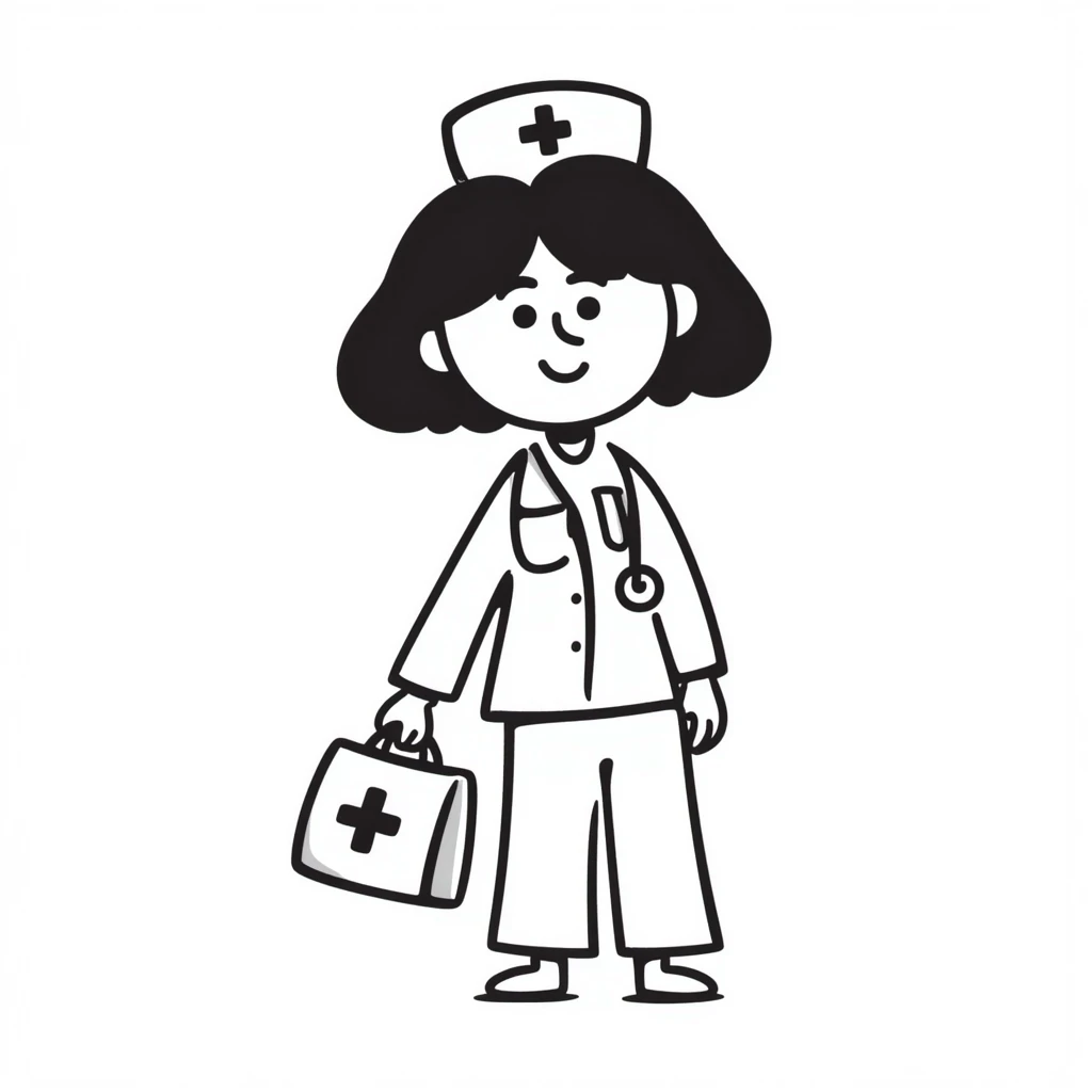 doodle style nurse emoji