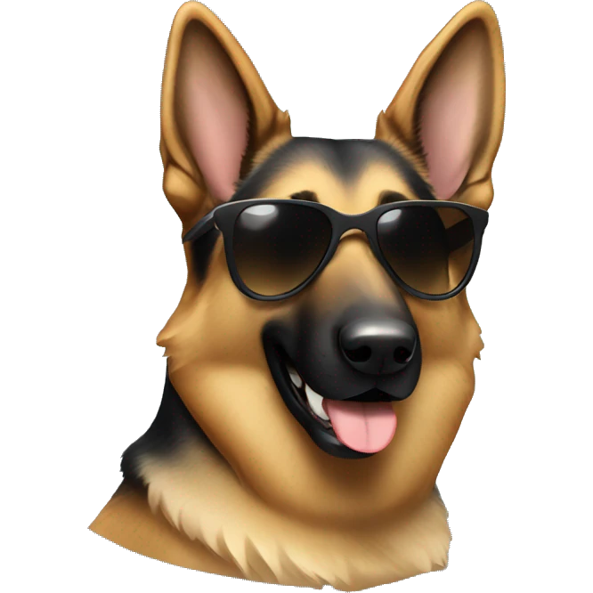 German shepherd wearing sunglasses emoji