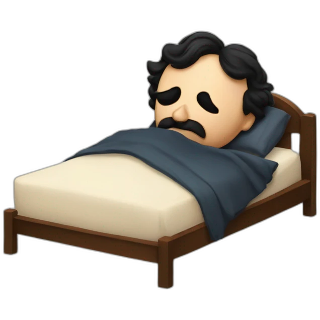 Edgar Alan Poe durmiendo en su cama emoji