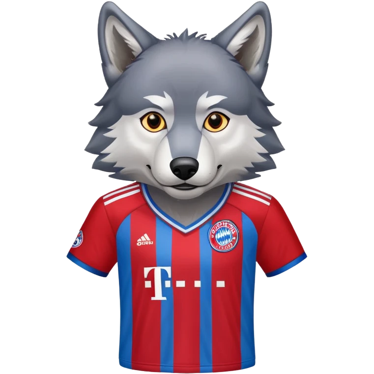 Wolf trägt ein fc Bayern München Trikot  emoji
