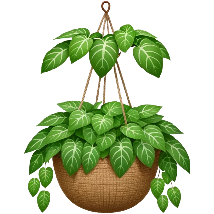Plectranthus Verticillatus plant with very round circular green leaves in a coconut fiber hanging basket emoji