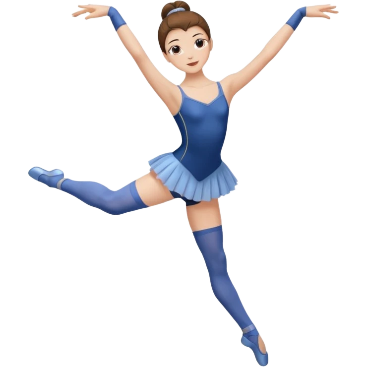 Ballet dancer in over the knee socks, leotard and long brown hair emoji