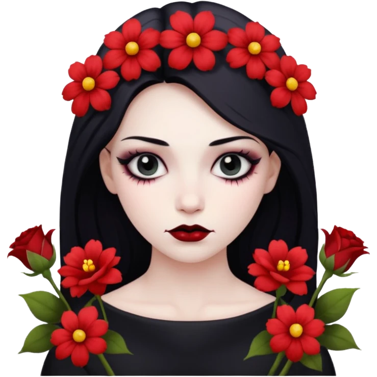 зла людина з квітами emoji