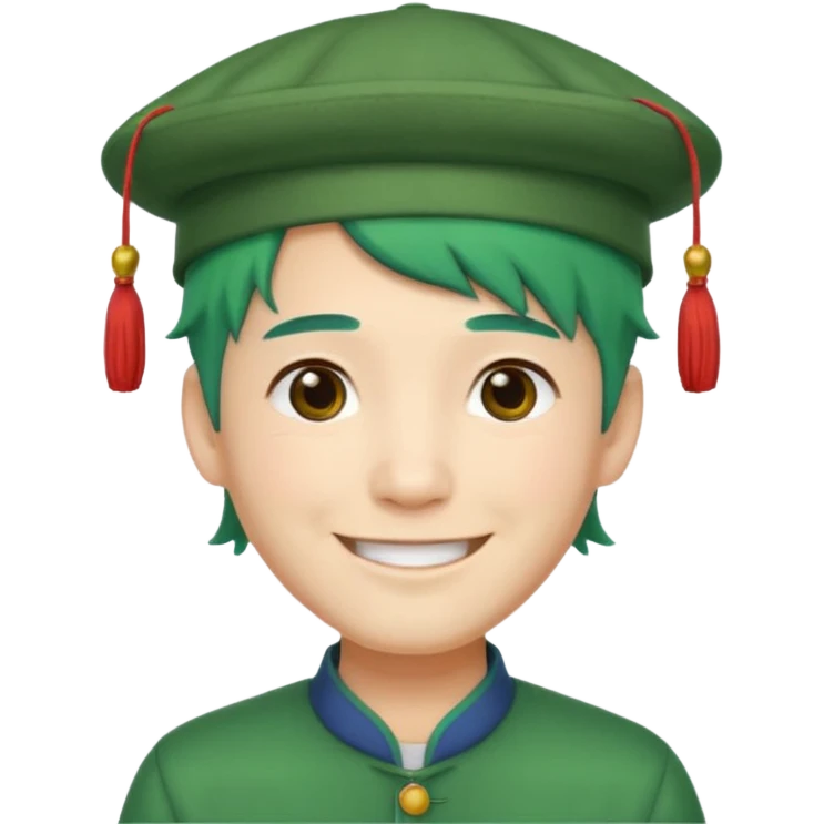 chinese man green haired and hat emoji