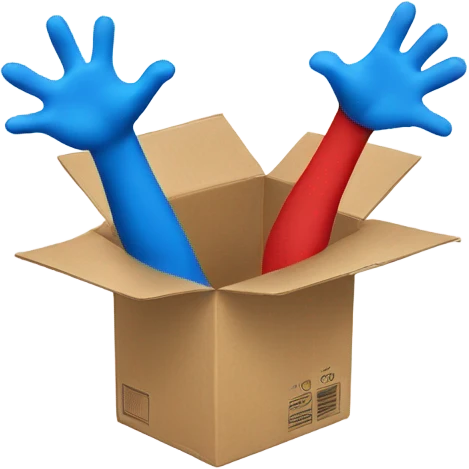 Box with blue a red hands emoji