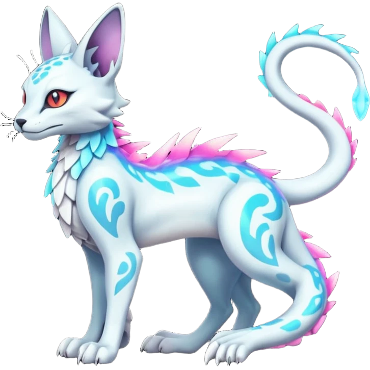 Neon Vibrant Pulsating Trail-glowing Chromatic Trico-Serval-Absol-Salamence-Silvally-Dragon-Snake-fusion-hybrid emoji