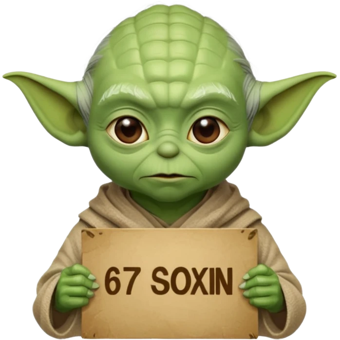 Yoda with the text 67  emoji