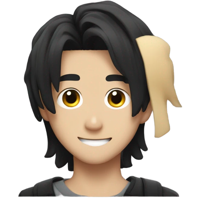 Felix Stray Kids with black hair emoji