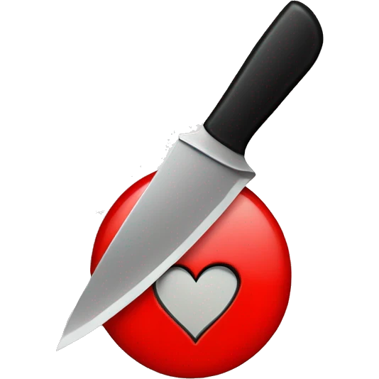 Black circle with hole underneath with knife and red heart emoji