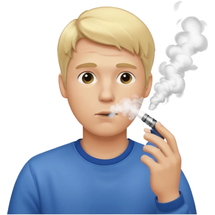 vaping male with blonde hair blowing vapor emoji