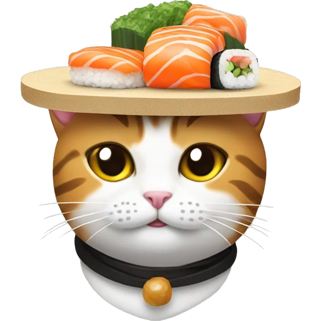 cat wearing sushi as a hat emoji