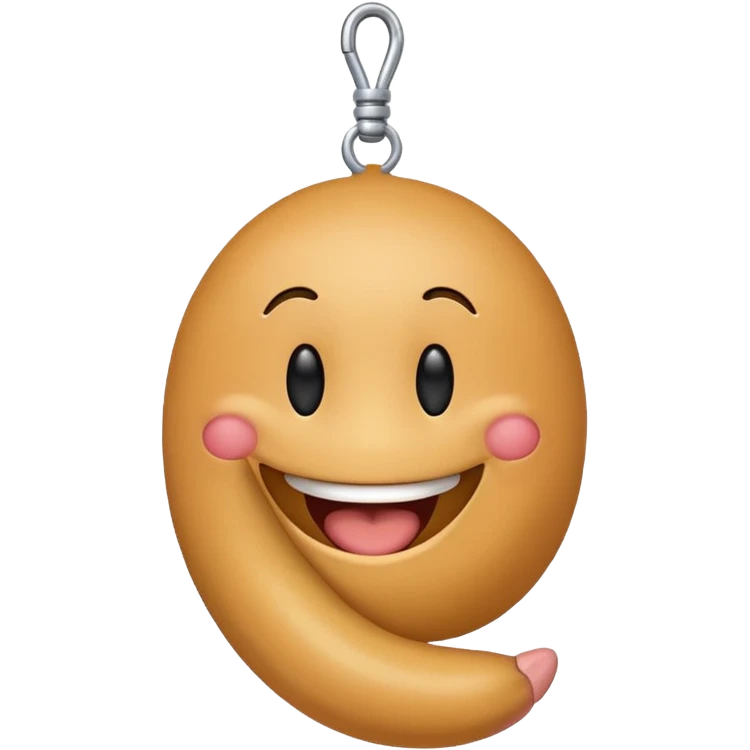 Smiley emoji sucking on a penis which is hanging out of it’s mouth while the testicles hang down emoji