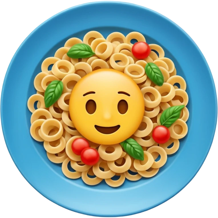 Emoji of a plate with grains and pasta, simple bright Apple-style emoji