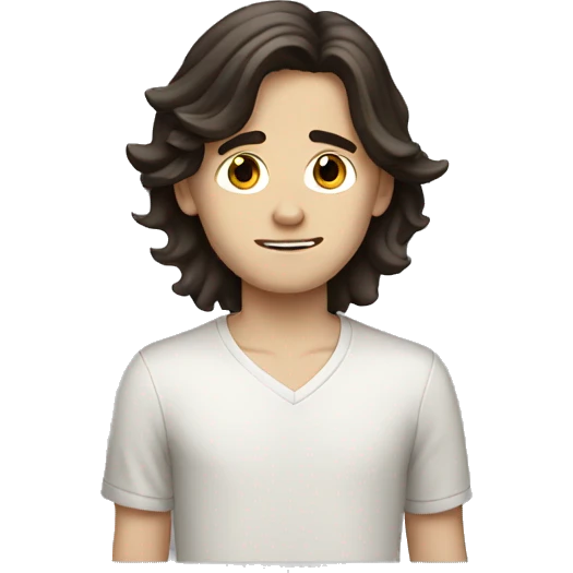 White boy with dark brown long hair  emoji