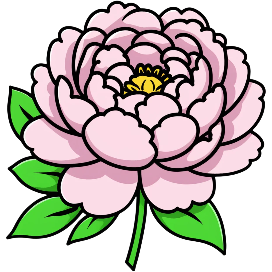 A blooming pink peony flower with ruffled petals emoji