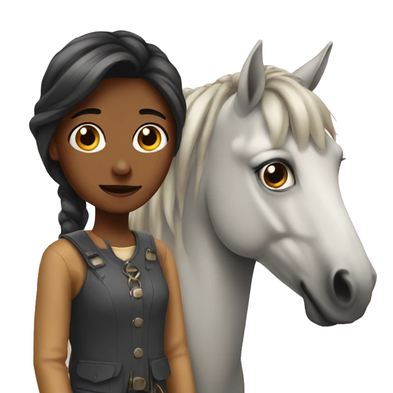 weird girl with horse next to her emoji