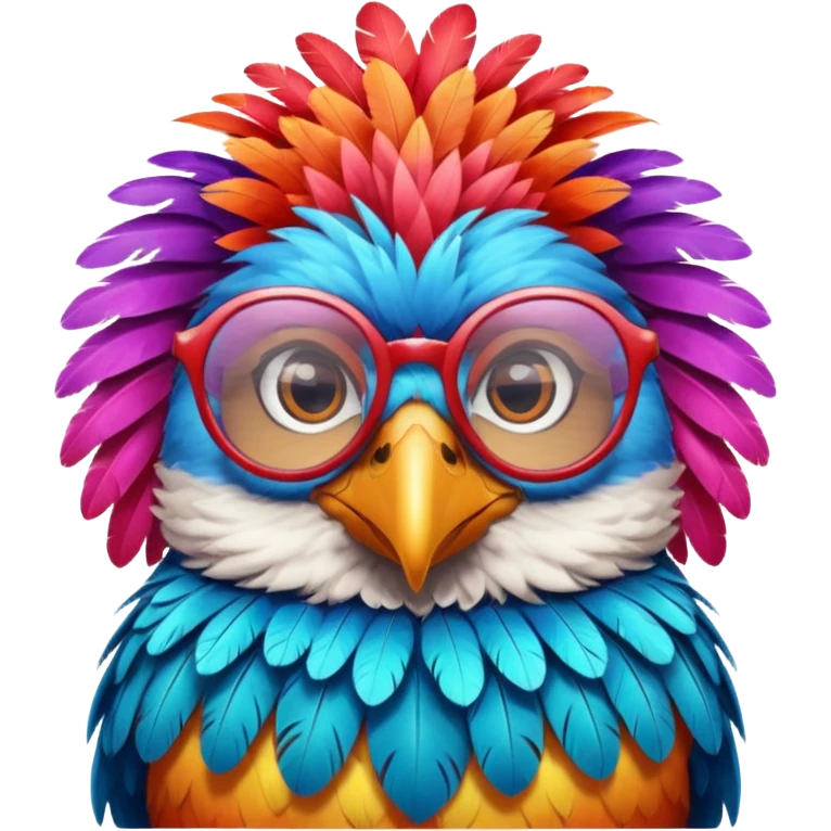cool colorful bird with glassess emoji