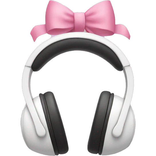 White headphones with little pink bows on each side emoji