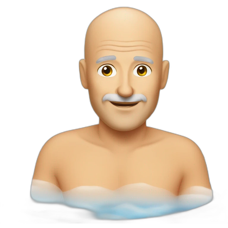 European bald IT guy in his sixties in his jacuzzi emoji