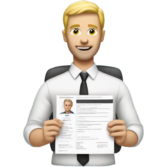 White man holding a resume emoji