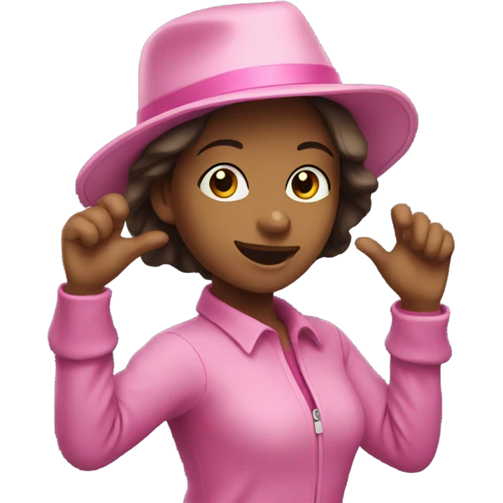 Girl dancing with pink hat on emoji