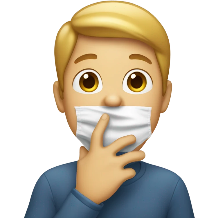 Hand over mouth as in smile emoji