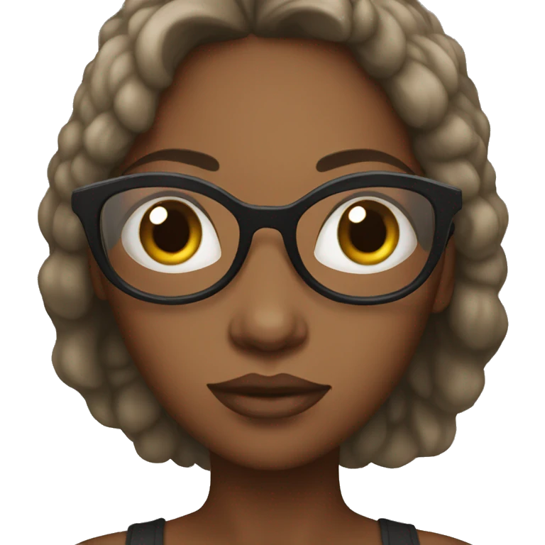 A black women with Big eyes and classes emoji